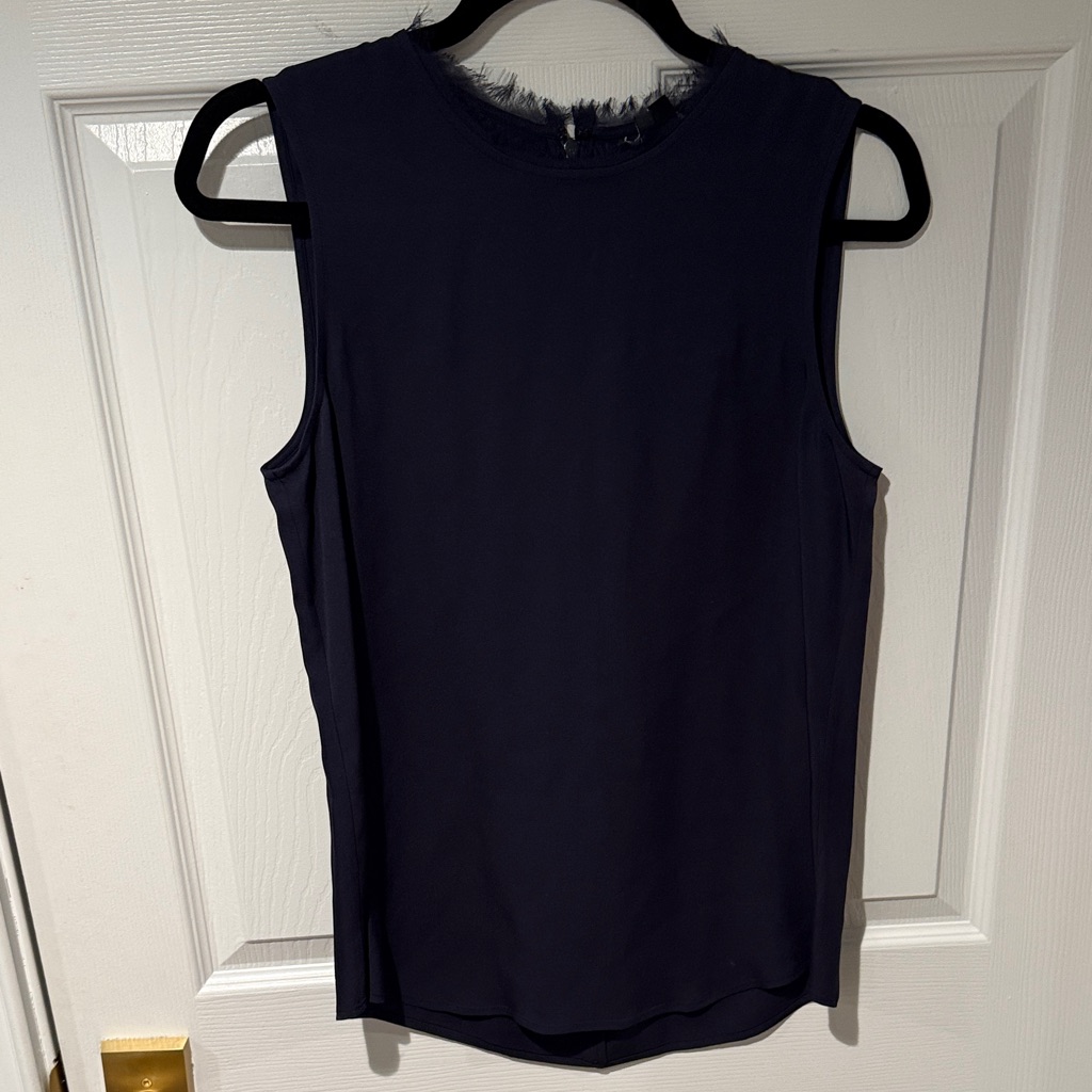 Theory Navy Sleeveless Top 100% Silk Shell